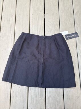 FRANCESS & RITA Black Linen Front-Zip A-Line Mini Skirt